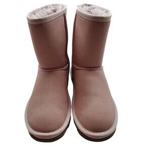 Time and Tru Suede Women's Pink Winter Boot Size 6 Short Genuine Faux Fur